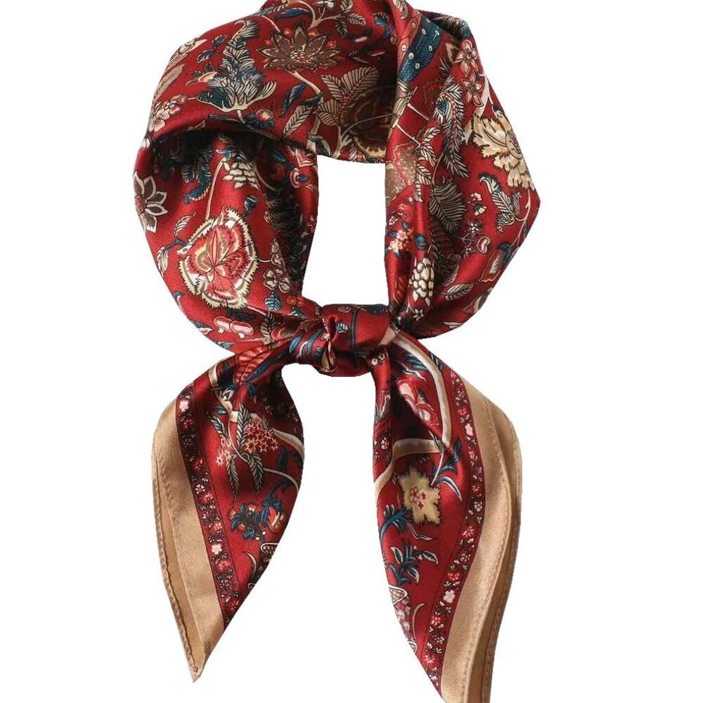 100% Mulberry Silk Square Scarf 25.6" Versatile Hair & Neck Wrap